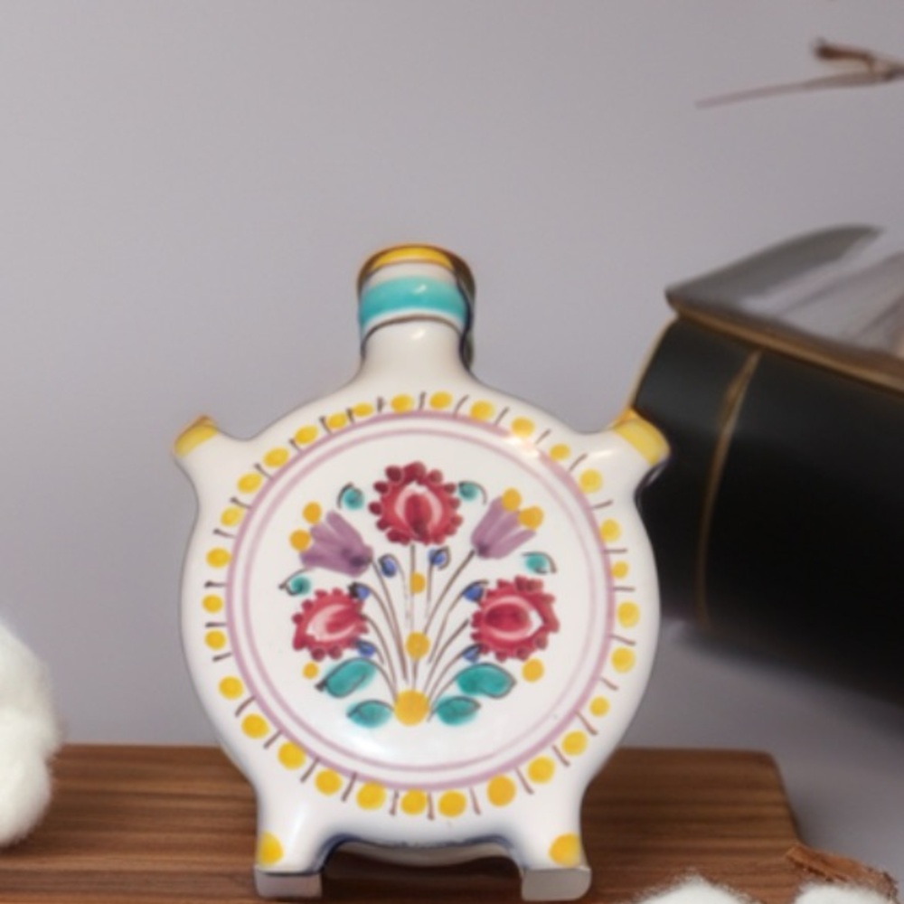 Antique Modra Ceramic Flask/decanter - Czechoslovakia. Handmade.Signed by artist - Picture 2 of 8
